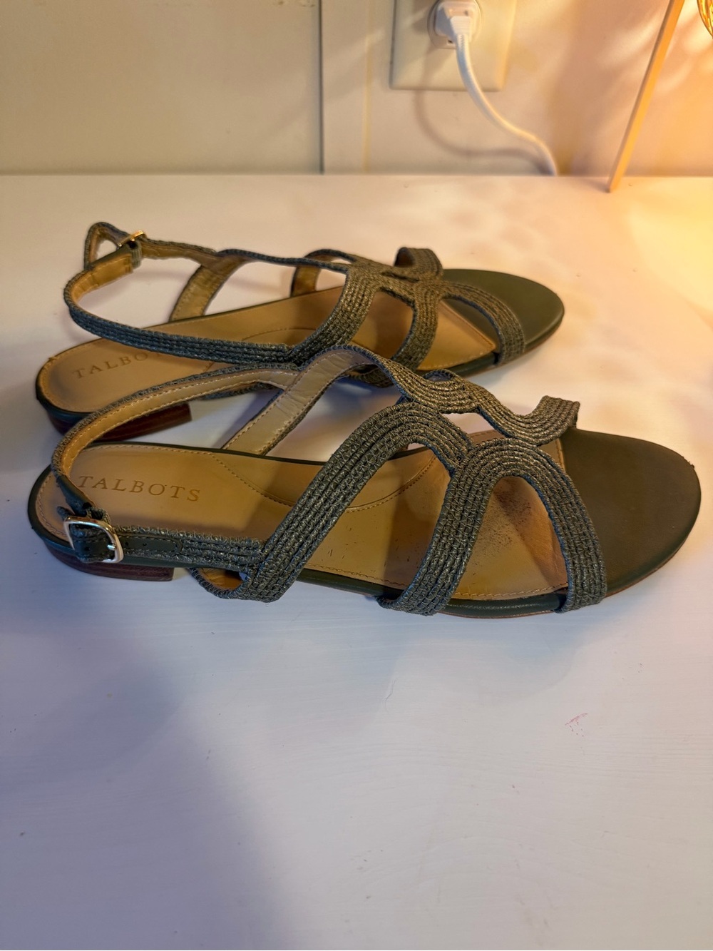 Talbots Olive Braided Slingback Sandals